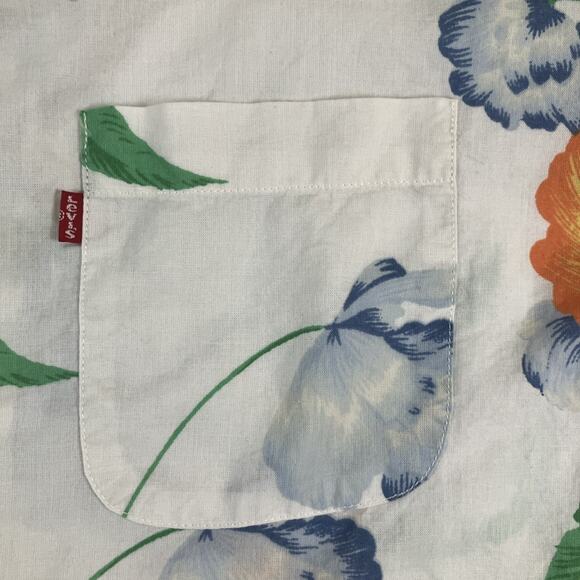 LEVI'S Mens HAWAIIAN Short Sleeve Button Down Shirt Floral Print Size Medium - Picture 6 of 9